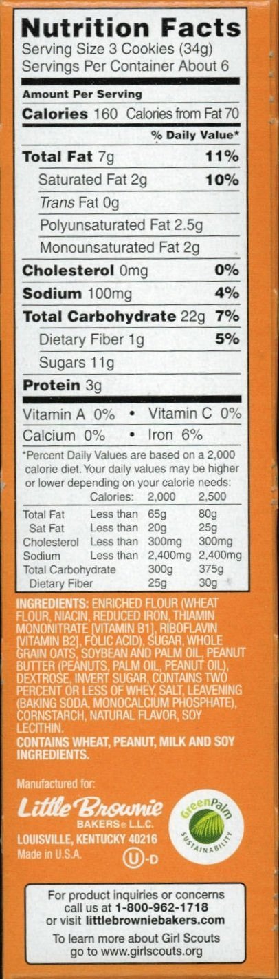 Girl Scout Do-si-dos sandwich cross-section reveals creamy peanut butter center.