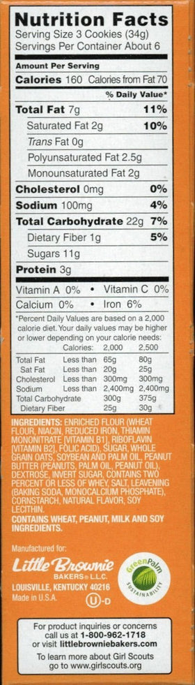 Girl Scout Do-si-dos sandwich cross-section reveals creamy peanut butter center.