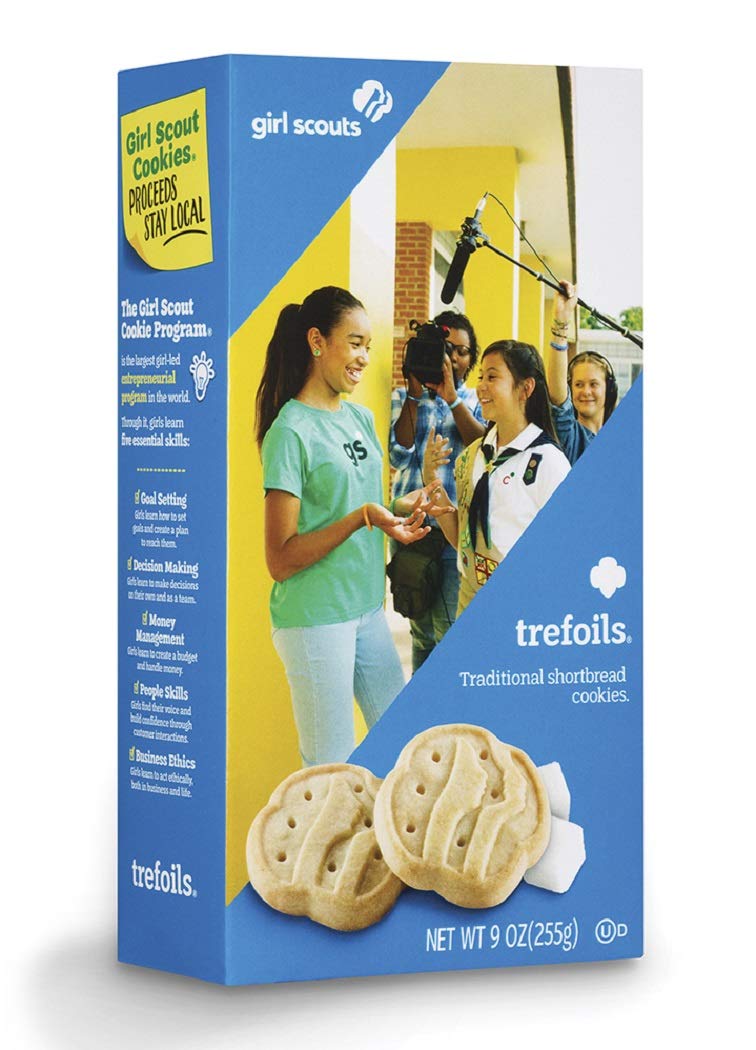 Girl Scout Trefoils traditional shortbread cookie, crisp and buttery, ideal with tea or coffee