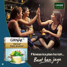 GIRNAR Desi Kahwa foil-wrap packaging details ensuring freshness across packs.