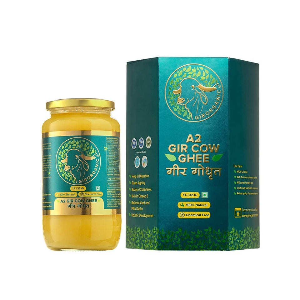 GirOrganic ghee 32oz unsalted bottle with rich flavor for cooking.