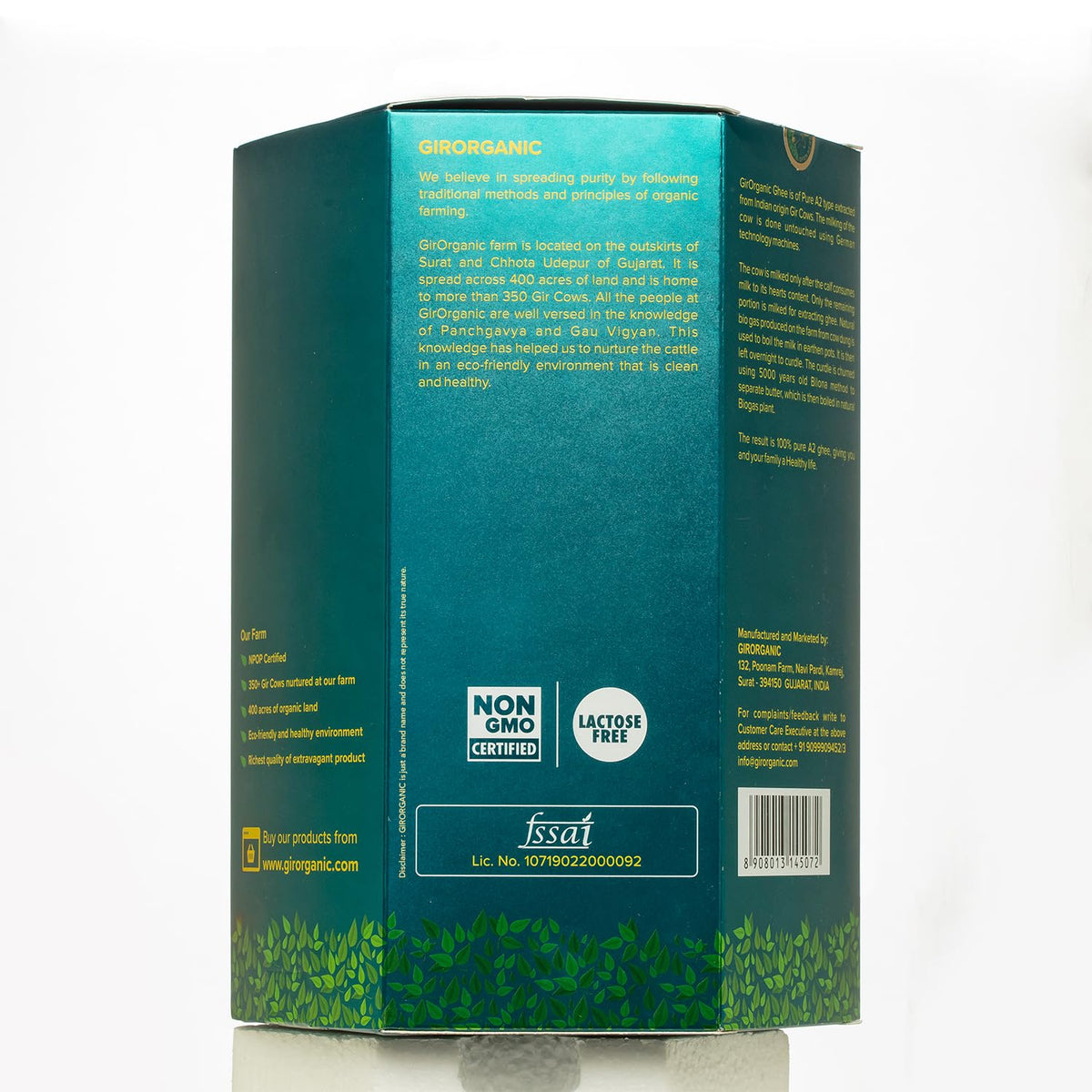 GirOrganic organic desi ghee label highlights traditional production and authenticity.