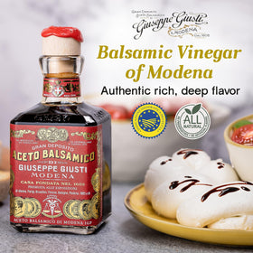 Giusti balsamic glass with heritage label, authentic Modena IGP.