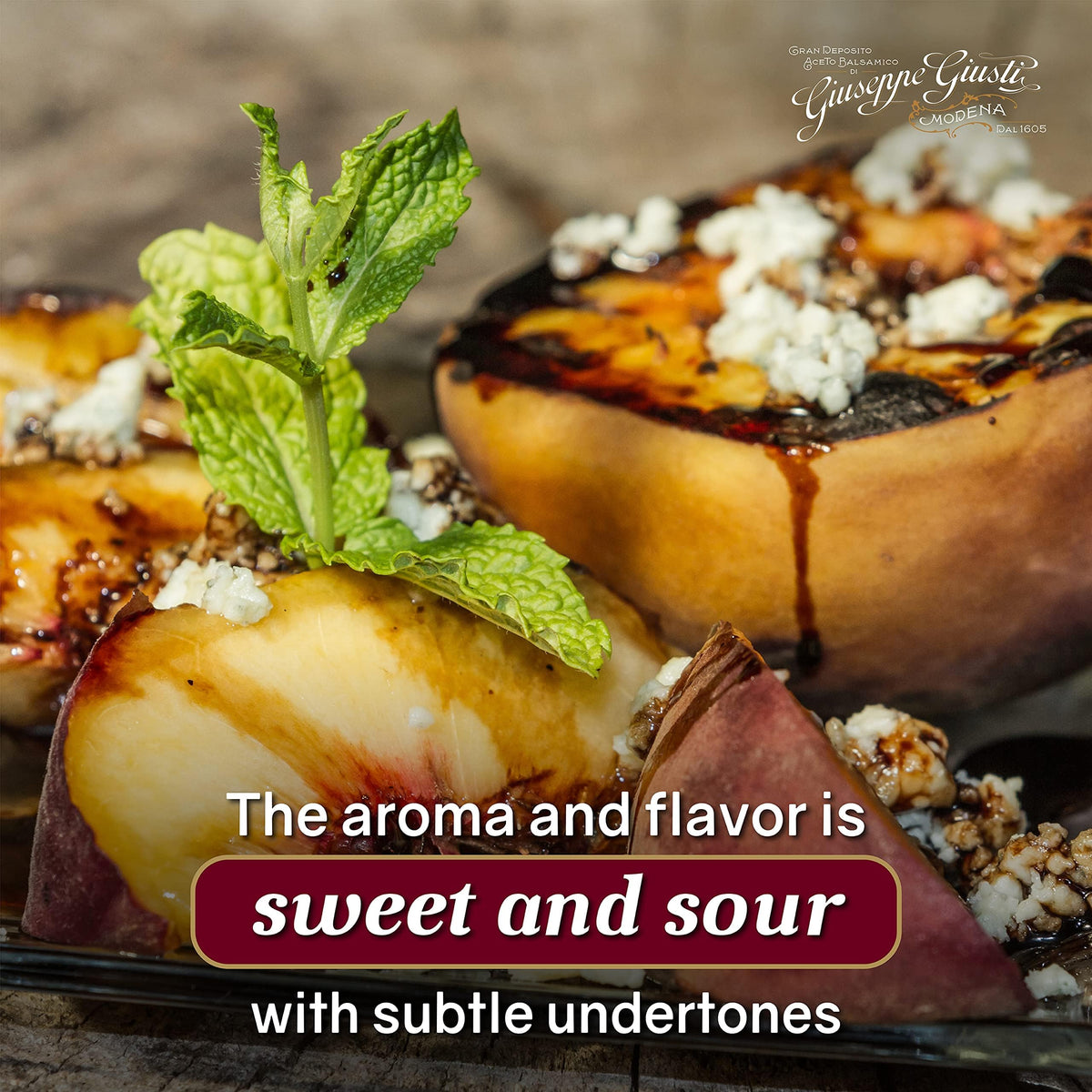 Giusti balsamic glaze on fruits or desserts adds subtle sweetness