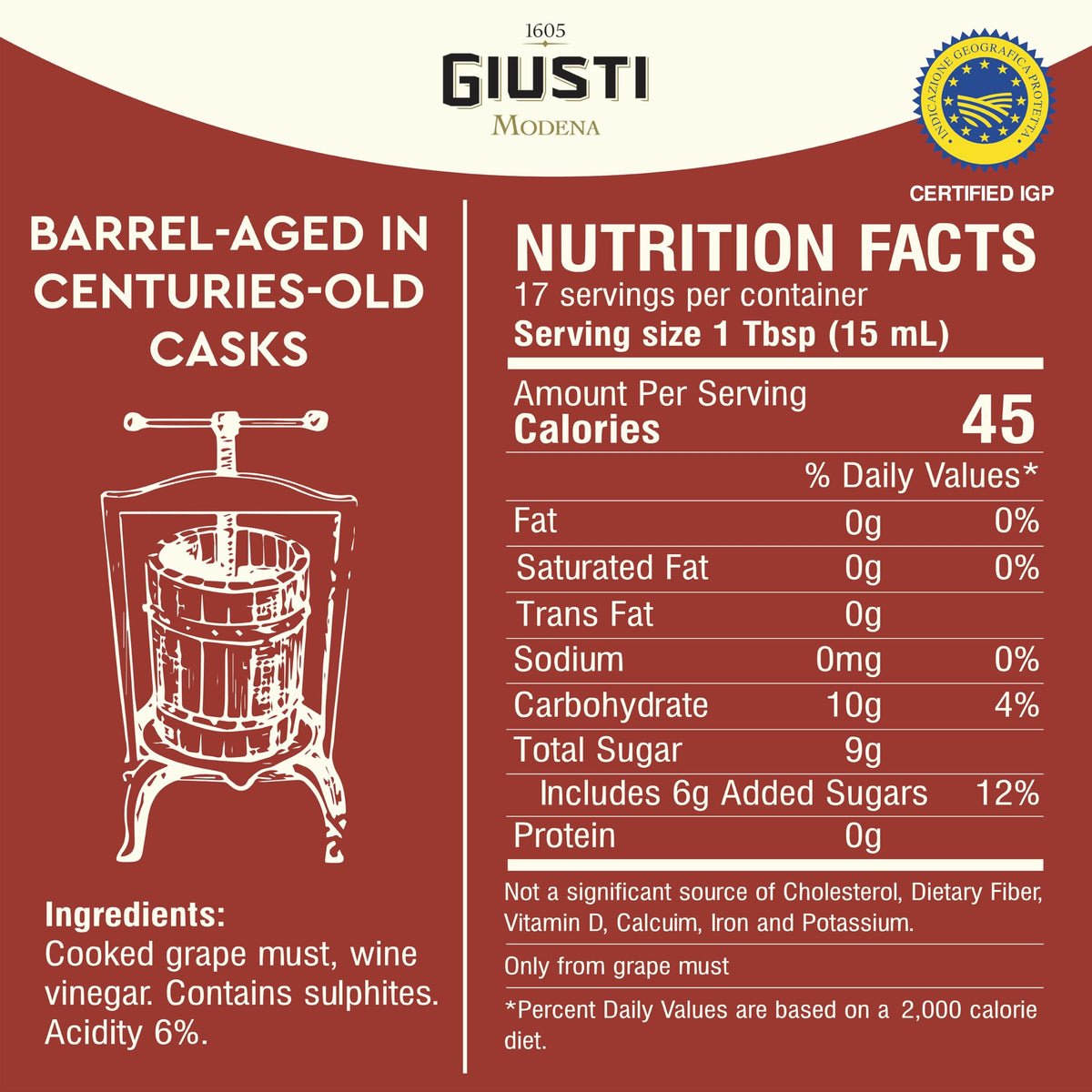 Pouring Giusti balsamic reveals a rich amber color and glossy texture.