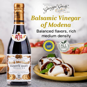 Close-up of Giusti IGP balsamic reveals rich color and aromatic notes.