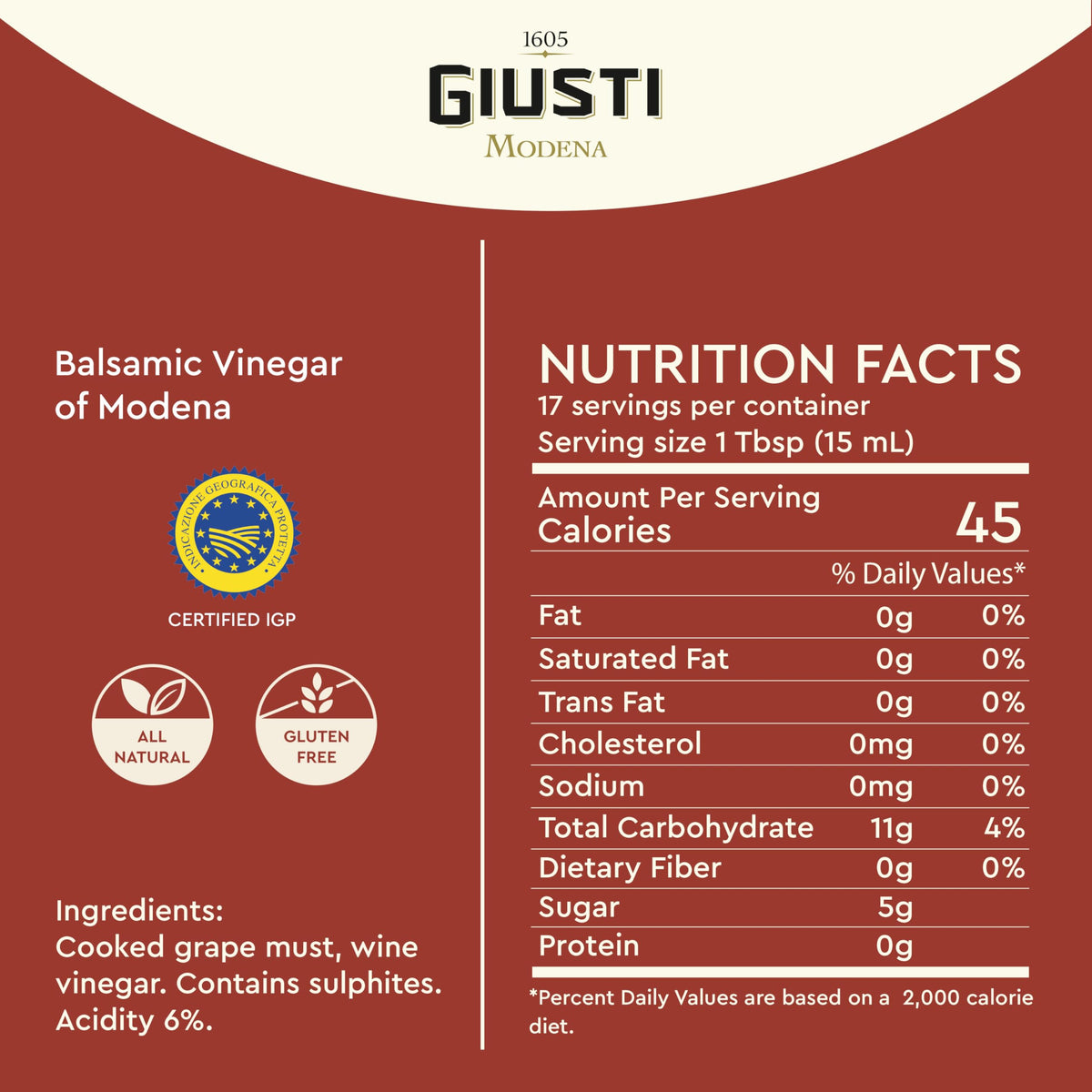 Giusti balsamic vinegar with thick texture ideal for glazes and reductions