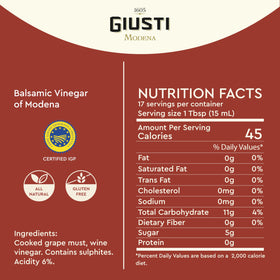 Giusti balsamic vinegar with thick texture ideal for glazes and reductions