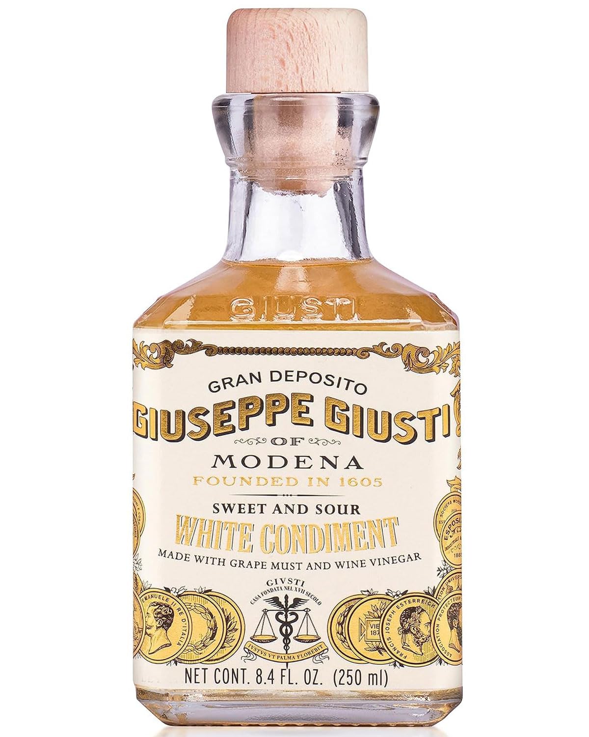 Giusti White Balsamic Vinegar Dressing bottle for versatile gourmet use.