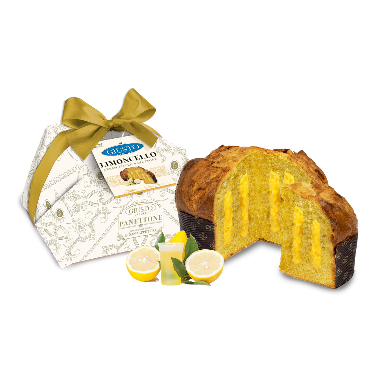 Giusto Sapore Panettone Limoncello Cream slices pair well with coffee.