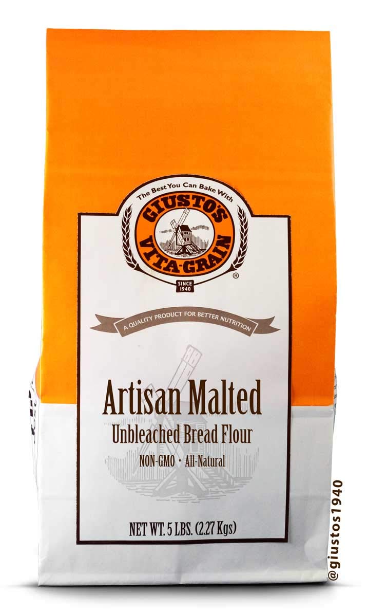 Giusto's Vita-Grain artisan malted bread flour 5lb bag close-up for premium loaves