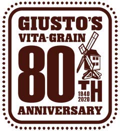 Giusto's Vita-Grain emblem on packaging signals USA-made premium baking ingredients