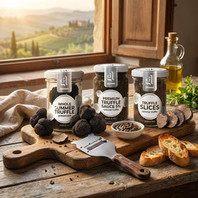 GL Truffle Gourmet Line jar on kitchen counter communicates pantry-ready luxury