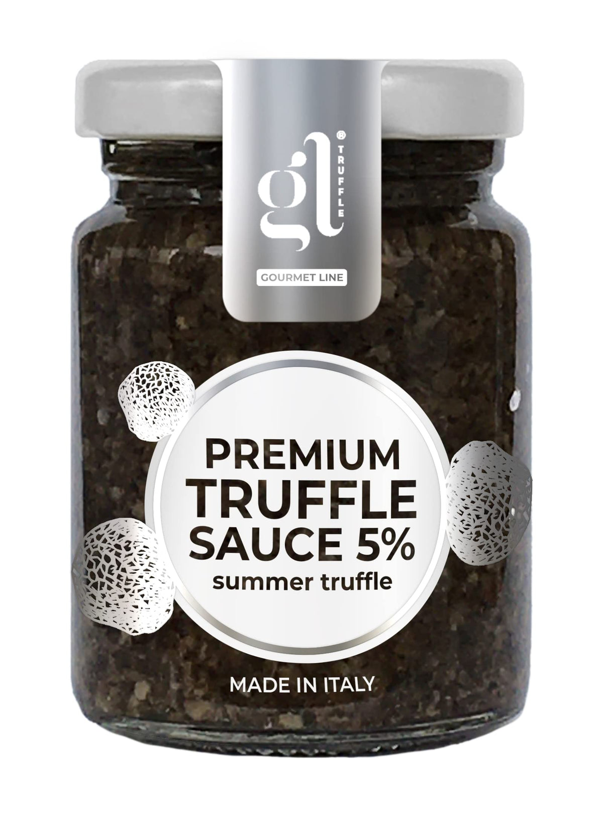 GL Truffle Gourmet Line premium minced black truffle sauce jar enhances pasta with rich Italian aroma