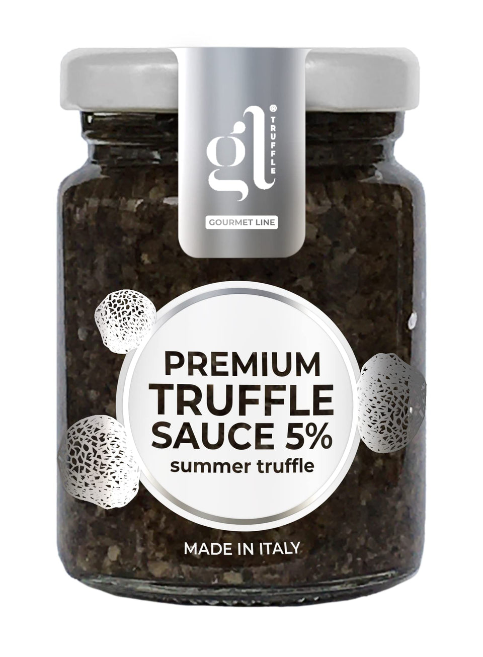 GL Truffle Gourmet Line premium minced black truffle sauce jar enhances pasta with rich Italian aroma