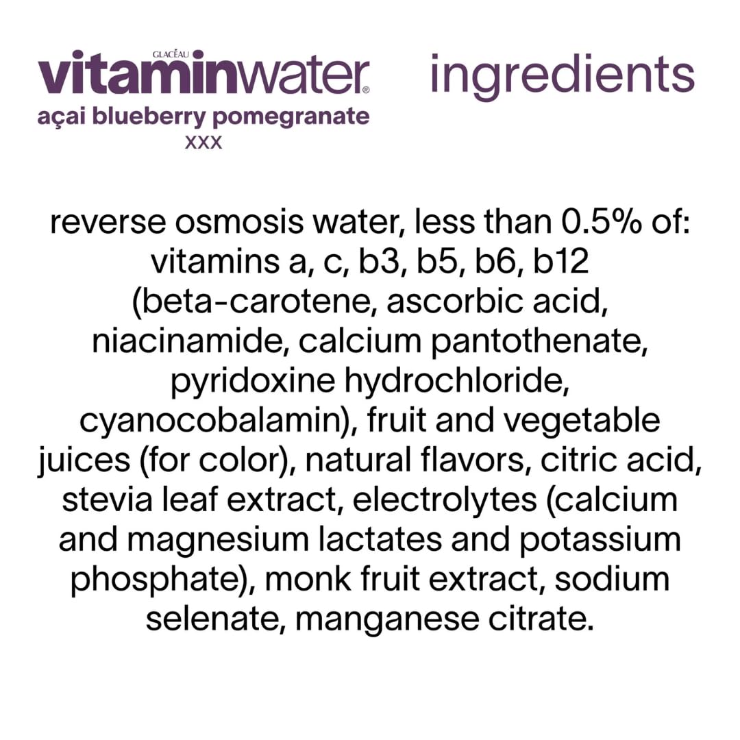 Glacéau Vitamin Water Zero Sugar Variety Pack 10-pack display for easy planning.