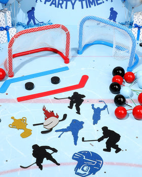 Glavatrix ice hockey balloon bundle brightens dessert tables for celebration.