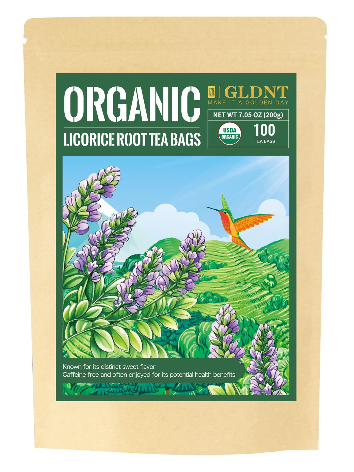 GLDNT Organic Licorice Root Tea bags deliver natural sweetness for a soothing cup