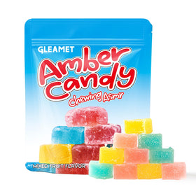 GLEAMETT Gem Crystal Amber Candy close-up reveals gem-like shine ideal for gifting and dessert decor.