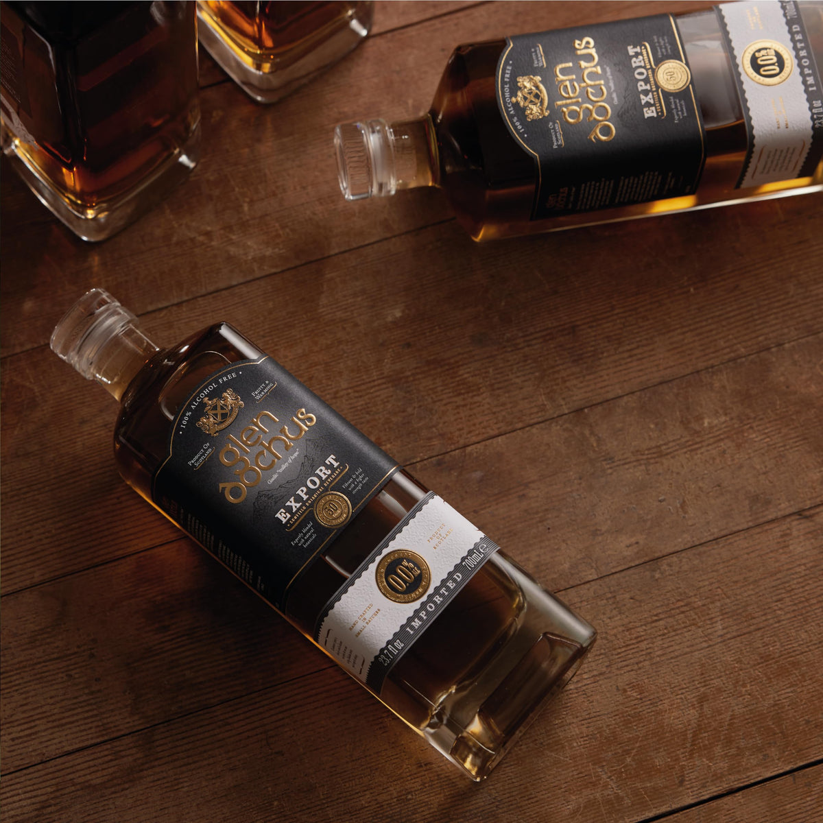 Glen Dochus Export Blend Cairngorm water origin note on label, underscoring Scottish heritage