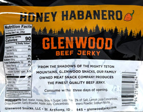 Glenwood premium beef jerky close-up highlighting rich texture and wood-smoked aroma.