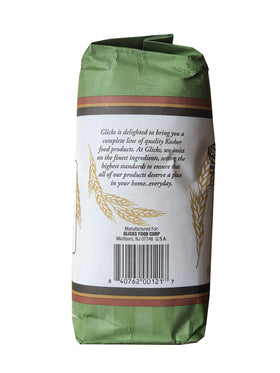 Glicks High Gluten Flour presifted packaging highlights texture.