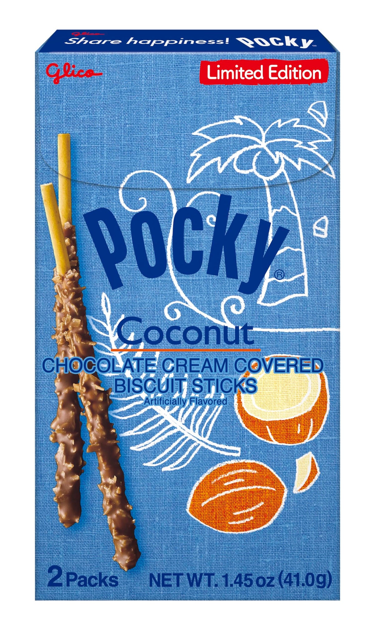 Glico Pocky Chocolate Coconut Biscuit Sticks pack of 10, tasty chocolate coconut snack for sharing