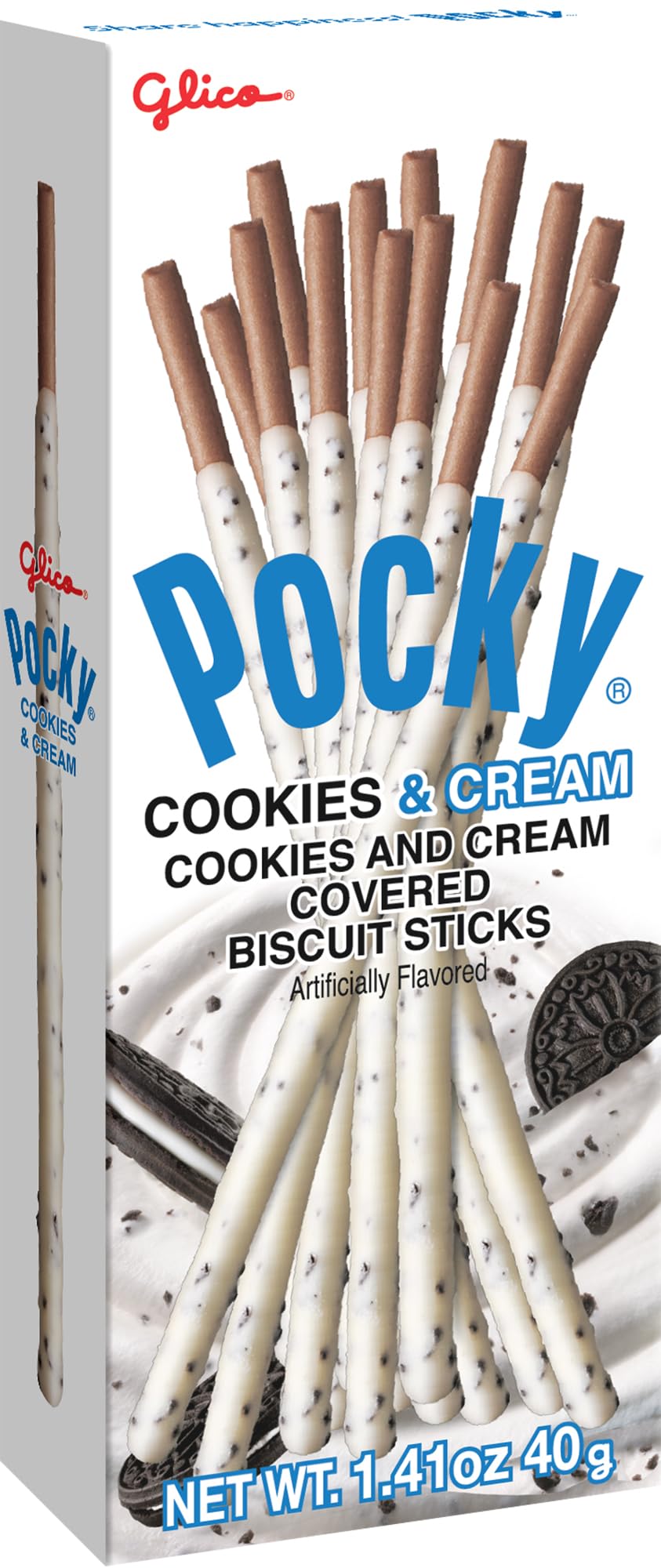 Glico Pocky cookies and cream coated biscuit sticks pack-of-20, creamy snack for anytime.