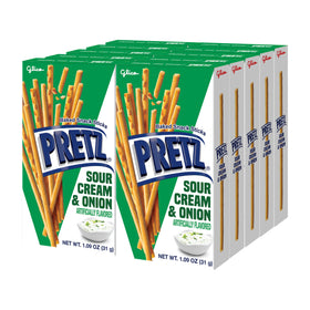 Glico Pretz Sour Cream & Onion pack-10, convenient on-the-go snack.