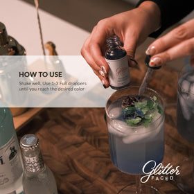 Glitter Faced drink glitter in glass enhances festive cocktails with shimmer.