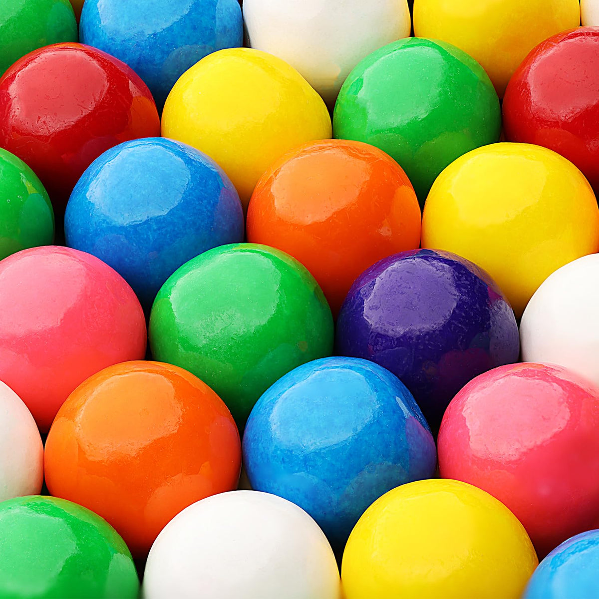 Global Gumball 1-inch gumballs in bright colors for vending machines and displays