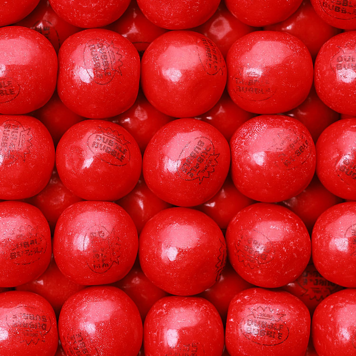 Global Gumball cherry gumballs in 1-inch size, perfect for refill and color-pop.