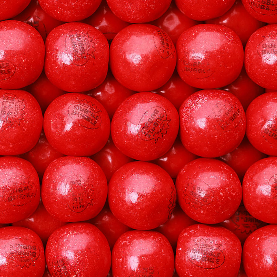 Global Gumball cherry gumballs in 1-inch size, perfect for refill and color-pop.