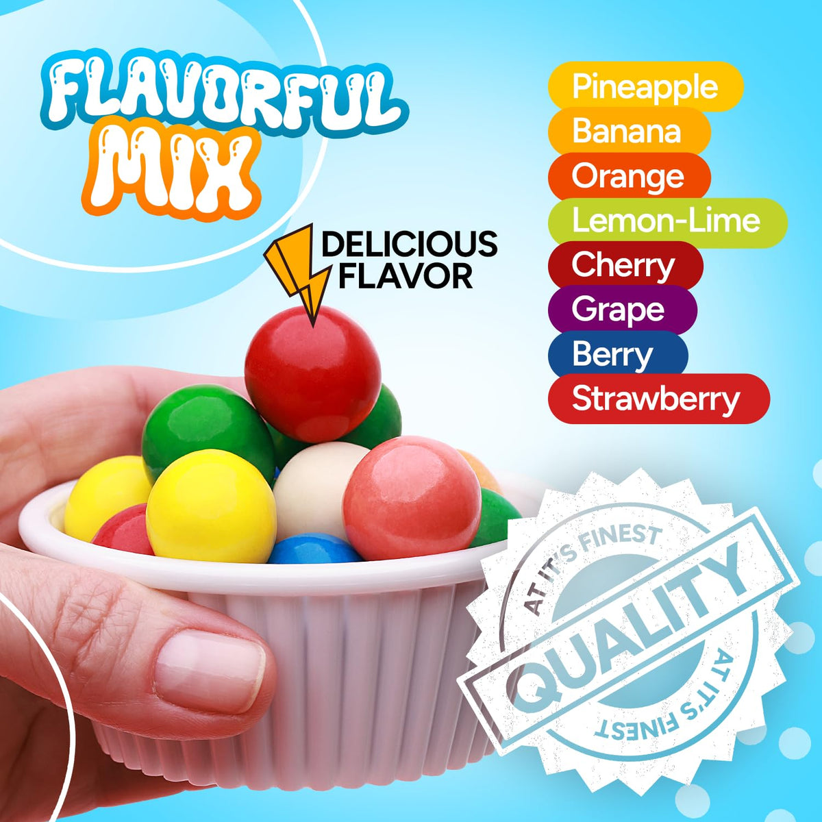 Global Gumball assorted flavors offering fruity choices for parties