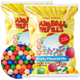 Global Gumball Mini 13mm assorted flavors 2lb pack ideal for gumball machines