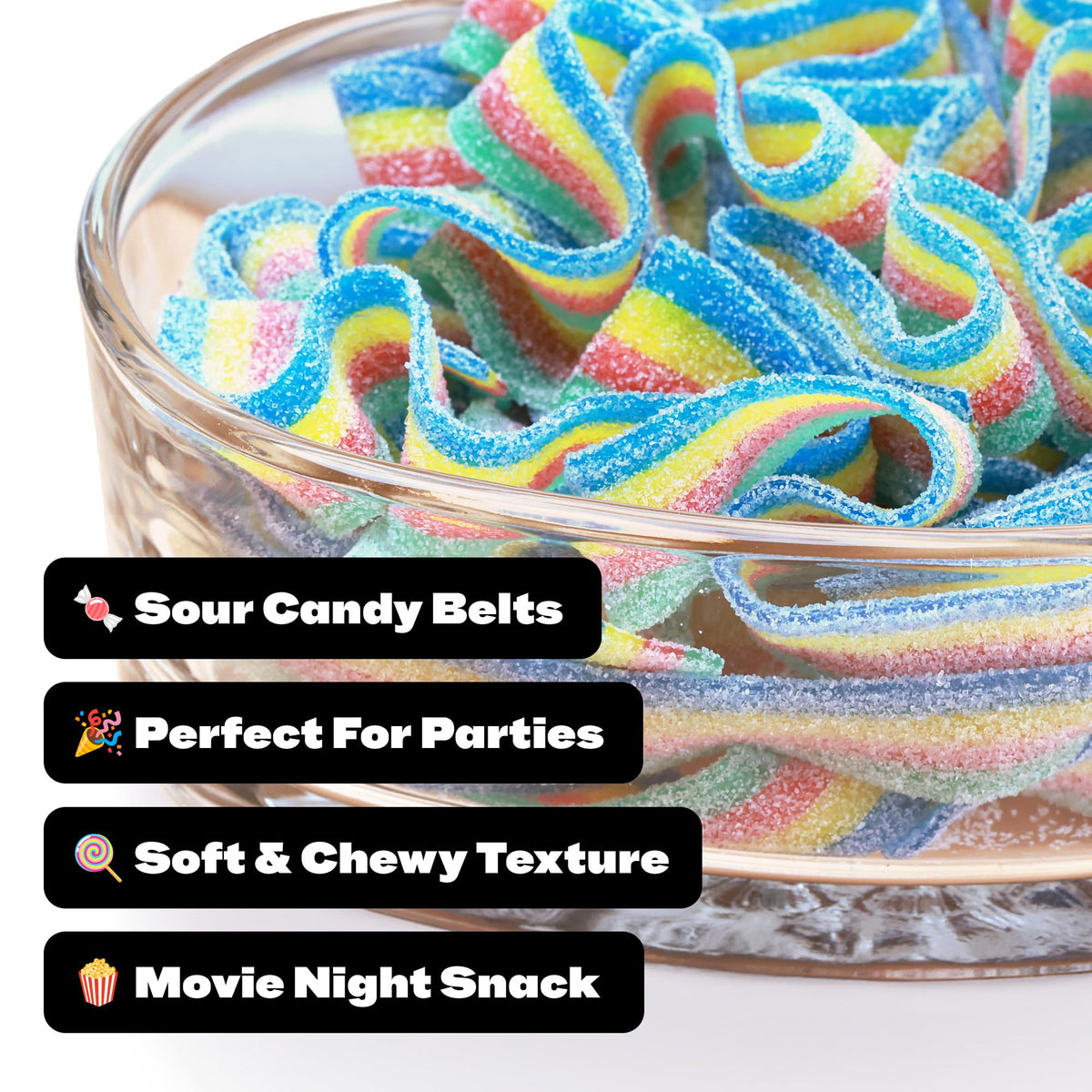 Global Gumball Peanut-Free Sour Belts, safe for peanut-sensitive gatherings.