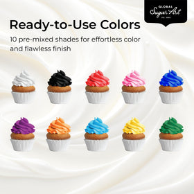 Global Sugar Art blue buttercream spread smoothly on a cake surface