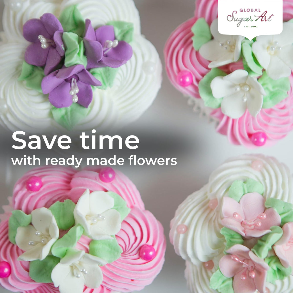Global Sugar Art decorative wedding cake flowers with non-edible pearls