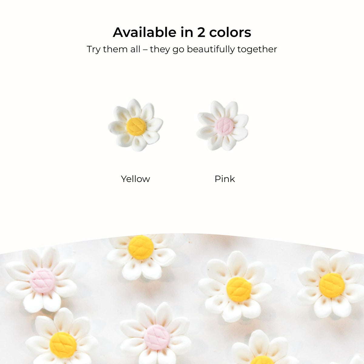 Global Sugar Art edible daisies brighten cookie displays and dessert platters.