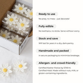 Global Sugar Art packaged edible daisies, protected in transit for safe cake decorating.