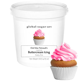 Global Sugar Art pink buttercream tub ready-to-use frosting for bold cake color