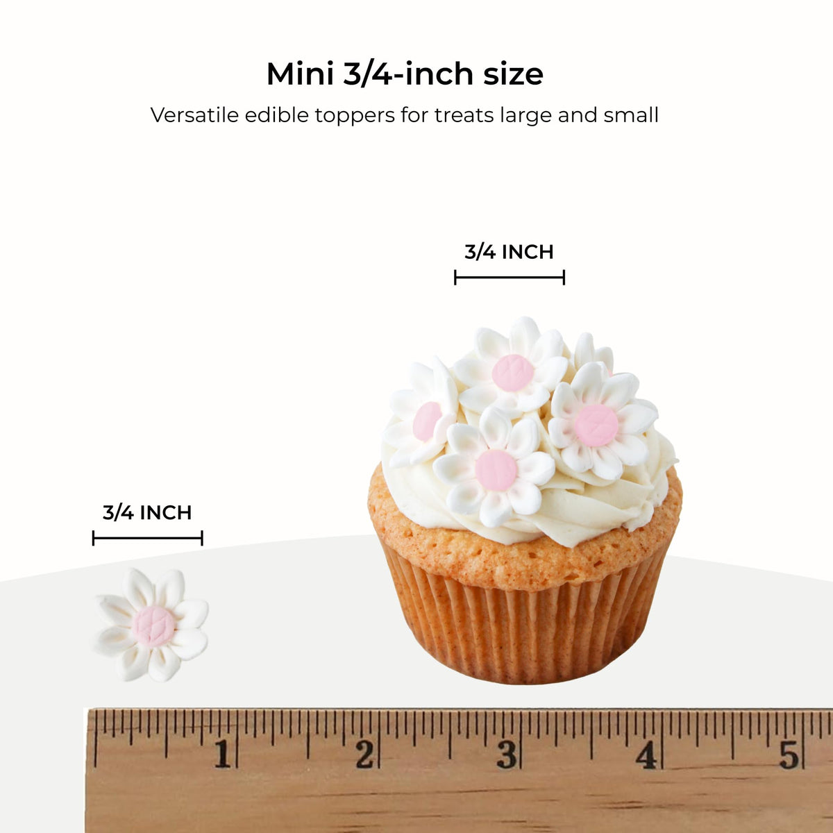 Global Sugar Art 3/4 inch daisies provide chic cake toppers for celebrations.