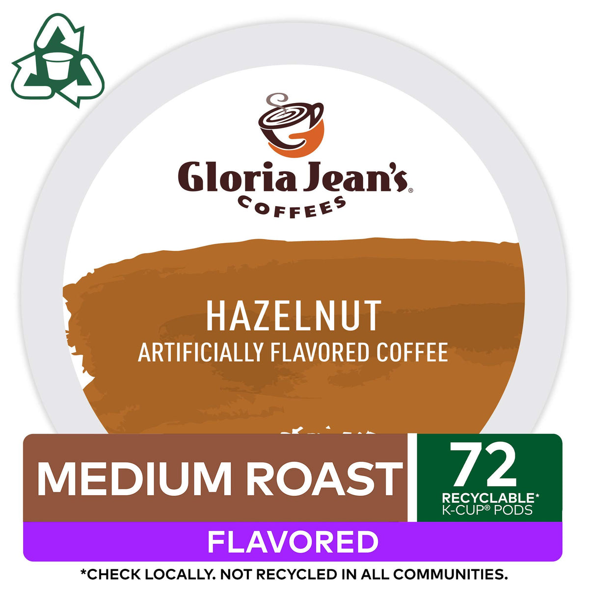 Gloria Jean's Hazelnut mug with steam and inviting aroma