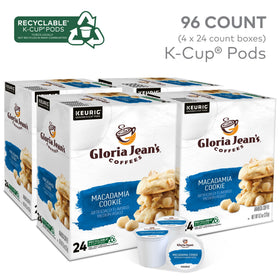 Gloria Jean's Macadamia Cookie K-Cup pods in a sleeve offer quick, mess-free prep.