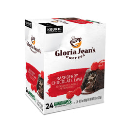Gloria Jean's Raspberry Chocolate Lava box packaging suitable for office or home