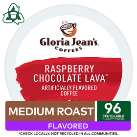 Gloria Jean's Raspberry Chocolate Lava coffee pour reveals chocolate-raspberry notes
