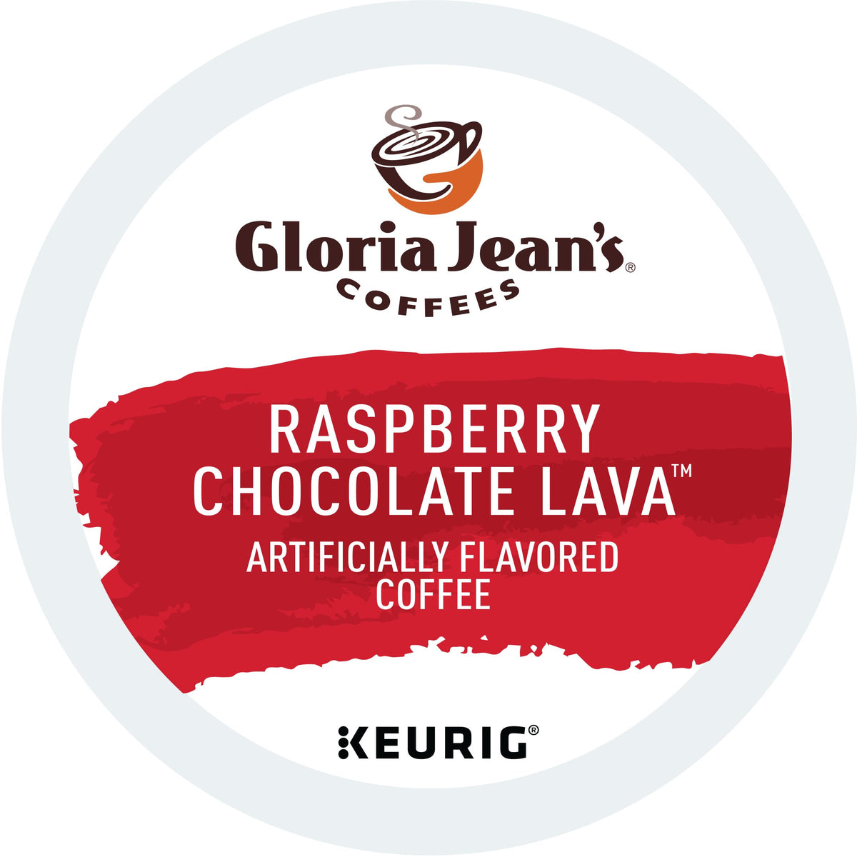 Gloria Jean's Raspberry Chocolate Lava cup with steaming aroma and berry-chocolate profile.