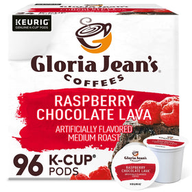 Gloria Jean's Raspberry Chocolate Lava K-Cup pod ready for a quick morning brew