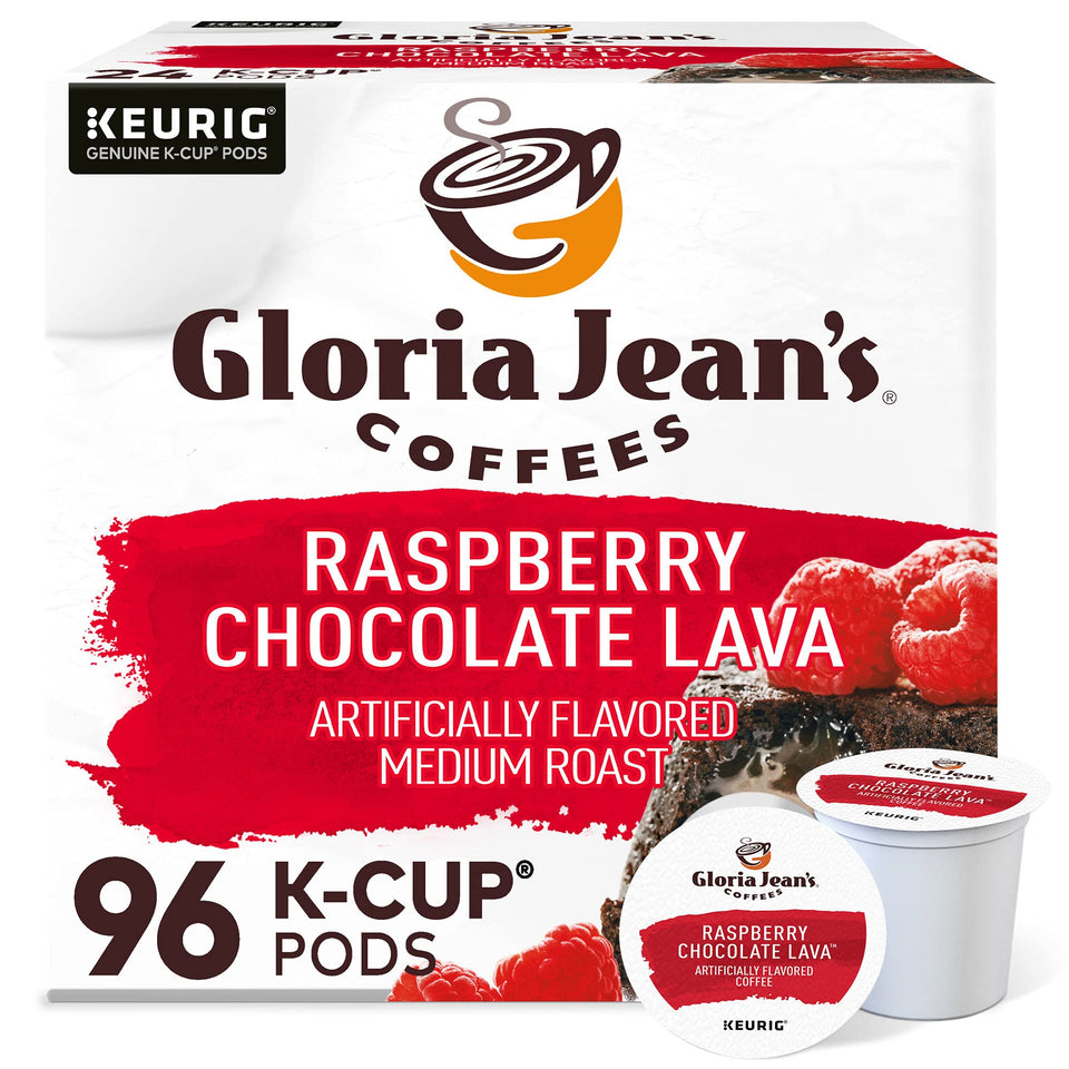 Gloria Jean's Raspberry Chocolate Lava K-Cup pod ready for a quick morning brew