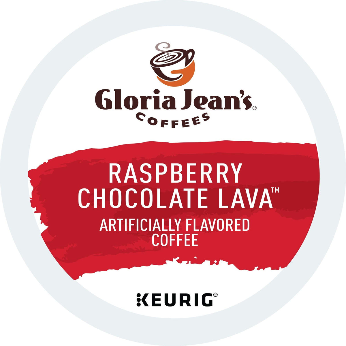 Gloria Jean's Raspberry Chocolate Lava packaging displaying the K-Cup pods for flavorful mornings.
